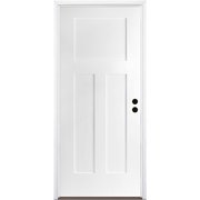 Codel Doors 36" x 80" Primed White Shaker Exterior Fiberglass Door 3068LHISPSF3PSHK491626DB